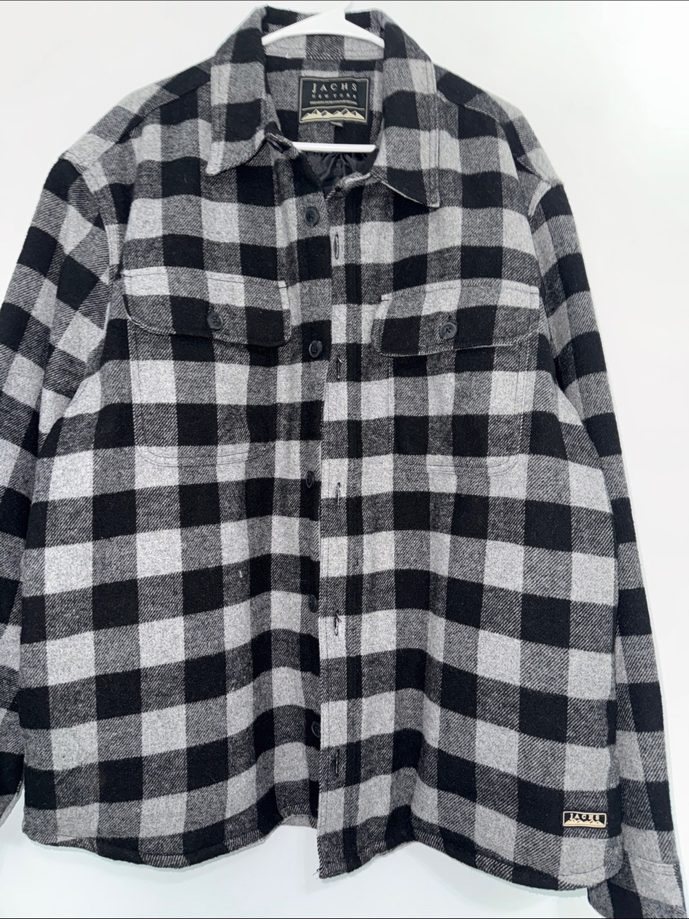 Jachs Black & Gray Buffalo Check Button-Front Flannel Shirt Jacket